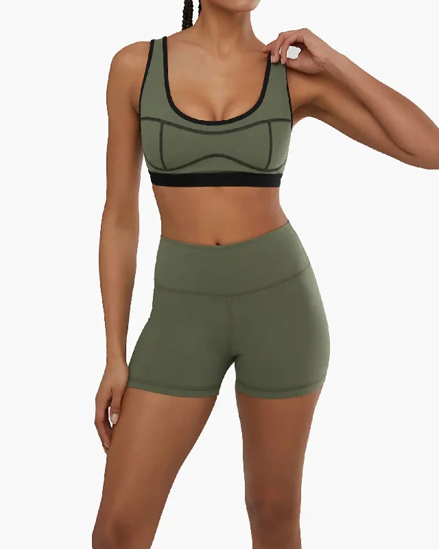 Women's Luxury Attire Scoop Neck Silhouette Bra In Army Green