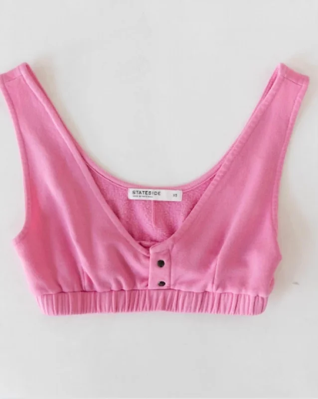 Classic Women's Apparel Softest Fleece Bralette In Cotton Candy