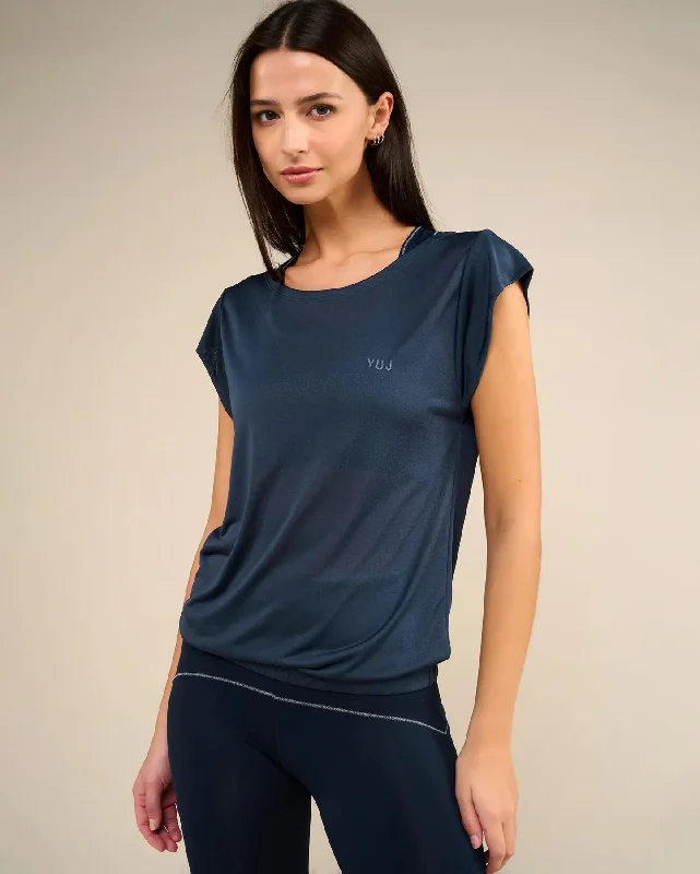 Women's Clothing And Garments Sets Yoga t-shirt ash blue SOFTEE