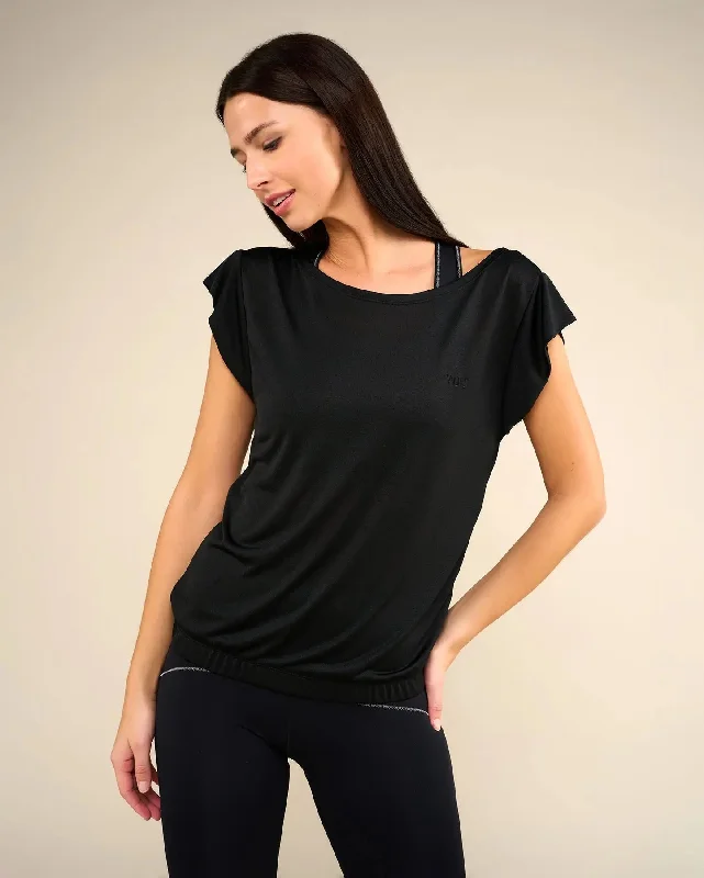 Women's Holiday Attire SOFTEE Black Yoga T-Shirt