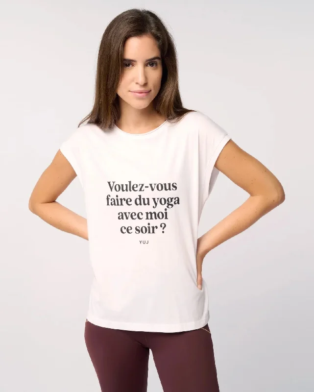 Women's Comfortable Lounge Garments White cotton t-shirt "DO YOU WANT?"