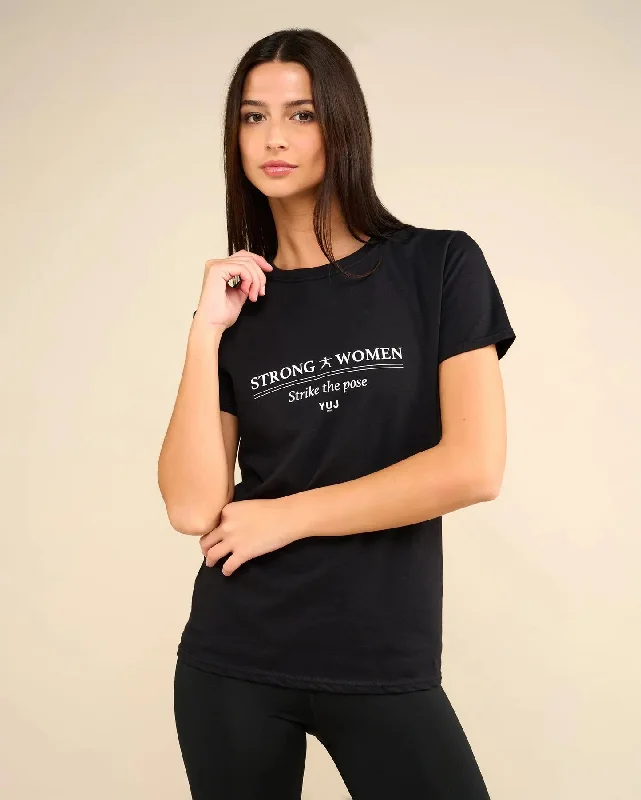 Women's Holiday Apparel STRONG WOMEN black cotton t-shirt