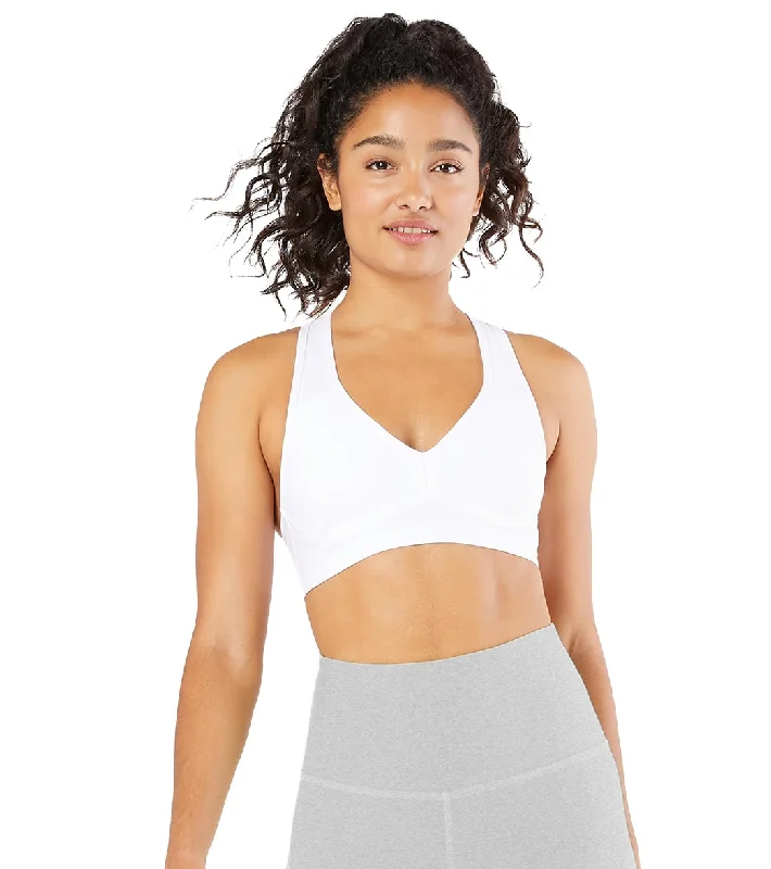 Vintage-Inspired Women's Apparel Beyond Yoga Spacedye Lift Your Spirits Yoga Sports Bra Cloud White