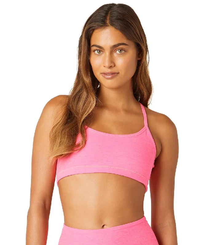 Women's Comfy Attire For Lounging Beyond Yoga Spacedye Slim Racerback Yoga Sports Bra Electric Pink Heather