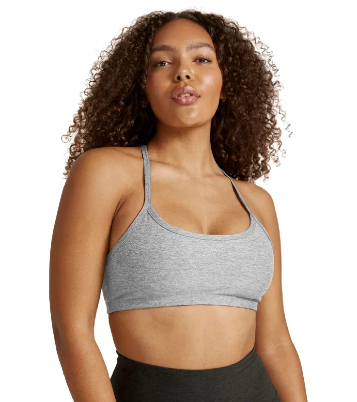 Women's Plus-Size Attire Beyond Yoga Spacedye Slim Racerback Yoga Sports Bra Silver Mist