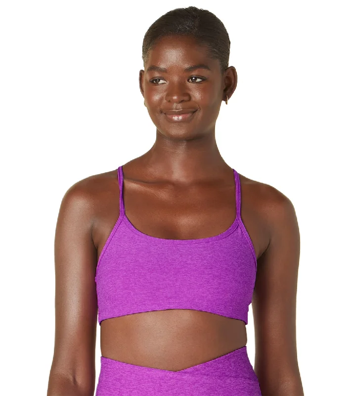 Trendy Athleisure Clothing For Women Beyond Yoga Spacedye Slim Racerback Yoga Sports Bra Vivid Plum Heather