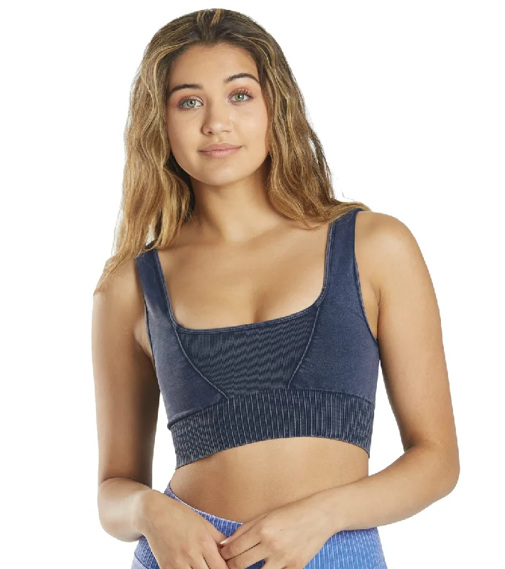 Sustainable Women's Apparel Free People Good Karma Square Neck Sports Bra Deepest Navy