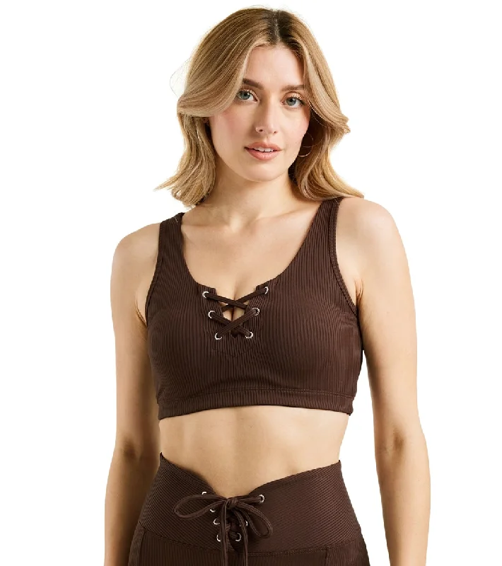 Women's Comfy Loungewear Outfit Year of Ours Ribbed Football Bra Dark Oak