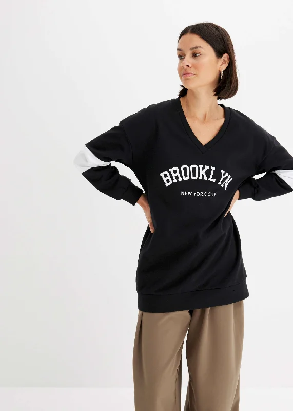 Trendy Athleisure Clothing For Women Brooklyn Pullover - Off White & Black