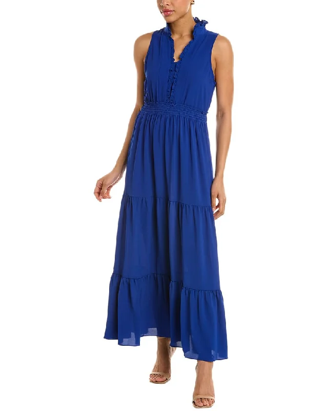 Stylish Women's Clothing London Times Ruffle Midi Dress