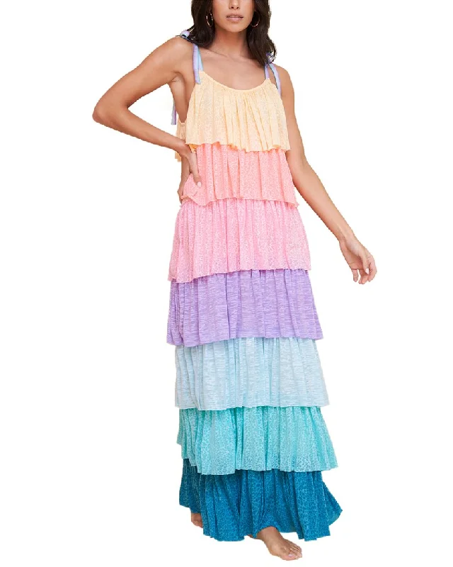 Women's Contemporary Apparel Pitusa Rainbow Tiered Maxi Dress