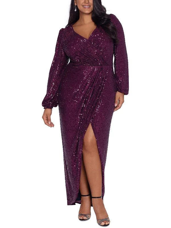 Women's Activewear Outfit Plus Womens Sequined Surplice Evening Dress