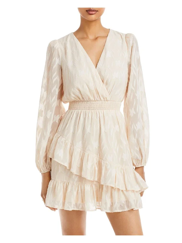 Women's Vacation Outfit Womens Chiffon Tiered Mini Dress