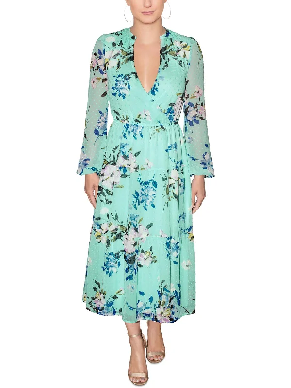 Women's Resort Apparel Womens Floral Midi Midi Dress