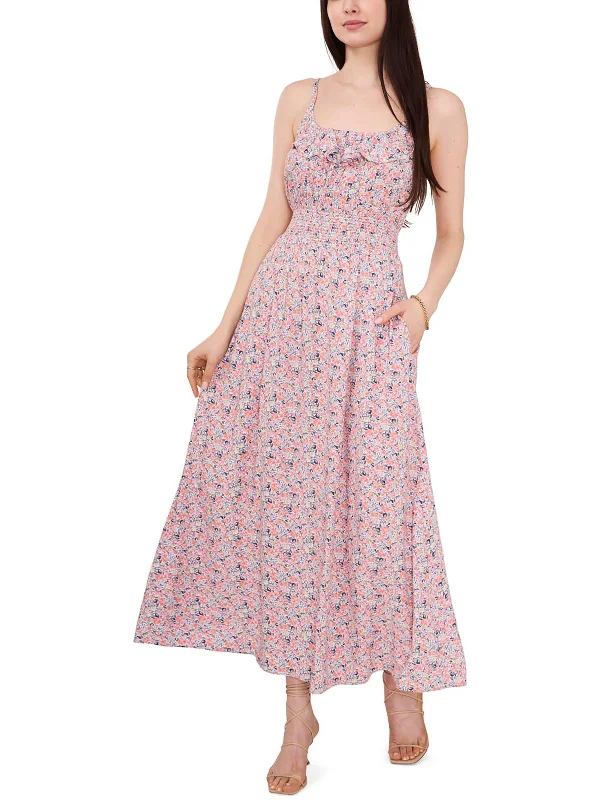 Women's Garments Womens Floral Print Ruffled Maxi Dress