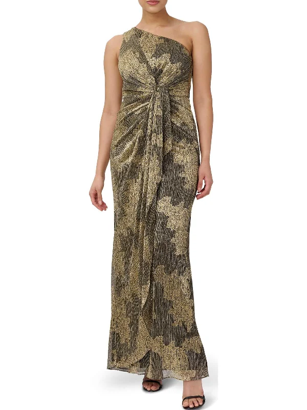 Women's Floral Print Outfit Womens Metallic Maxi Wrap Dress