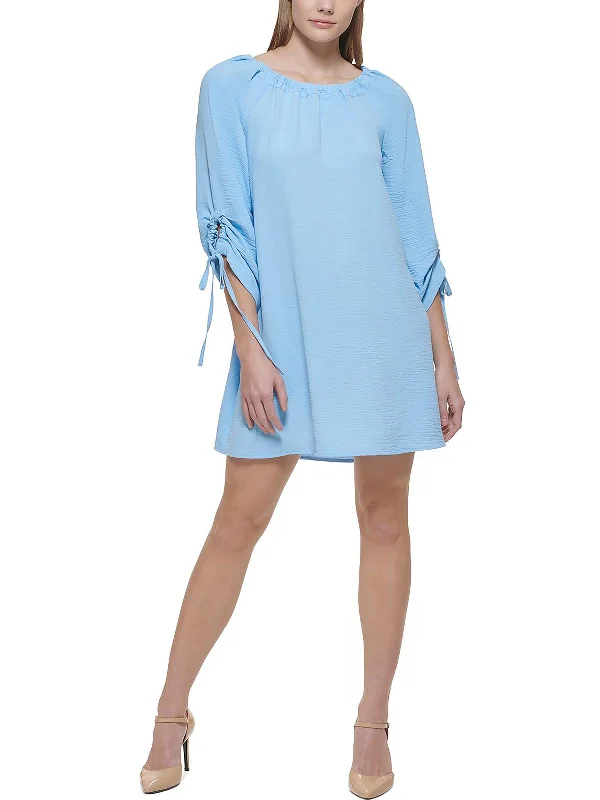 Women's Seasonal Apparel Womens Ruched Tie Sleeve Mini Dress