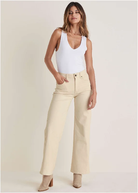 Women's High-Fashion Garments Wide Leg Jeans - Natural Wash