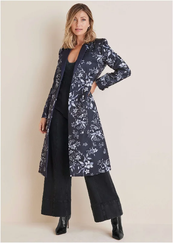 Women's Resort Attire Printed Evening Coat - Harvest Floral Tossed