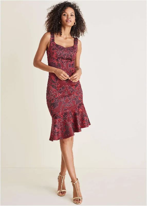 Women's Clothing Ruffle Trim Detail Dress - Nouveau Tapestry