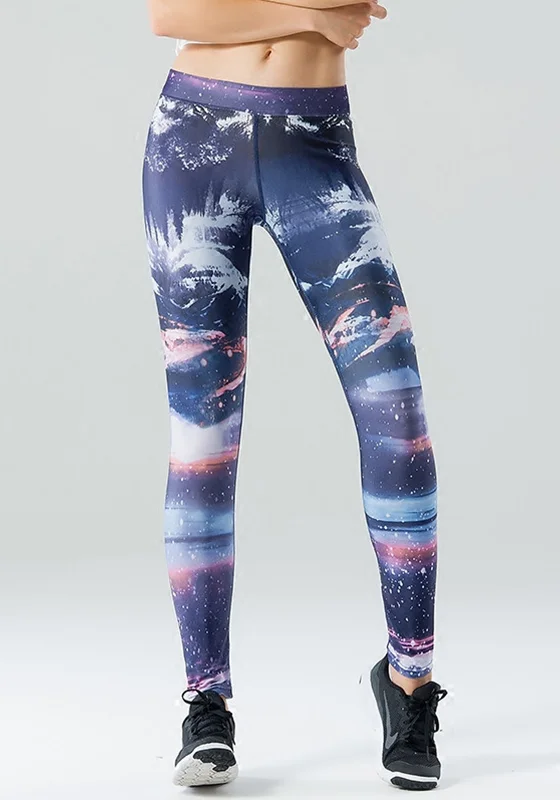 Women's Relaxed Outfit Elastic Waist Print  Yoga Pants