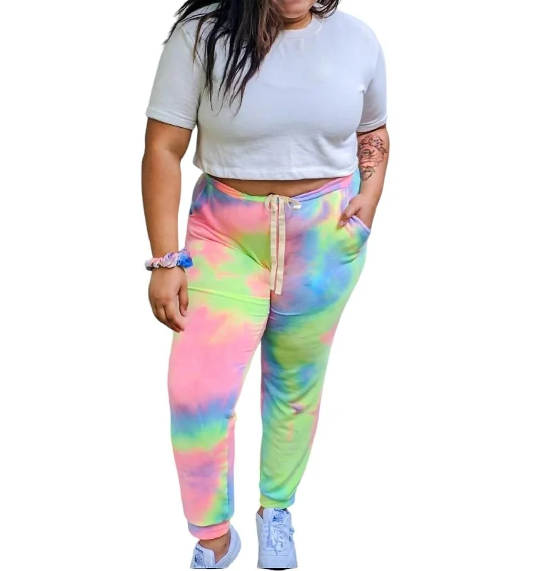 Women's Elegant Apparel Babe Tie Dye Joggers In Multicolor