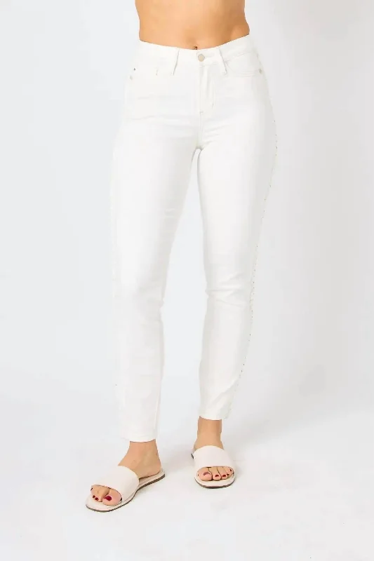 Women's Trendy Casual Clothes Braided Jeans In White