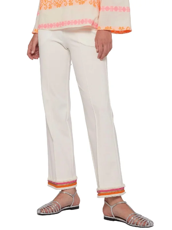 Fashionable Women's Casual Apparel Carole Knit Trouser In White