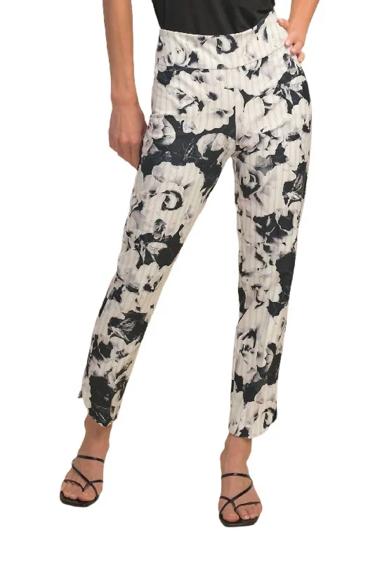 Women's Evening Attire Cropped Print Pants In Black/grey