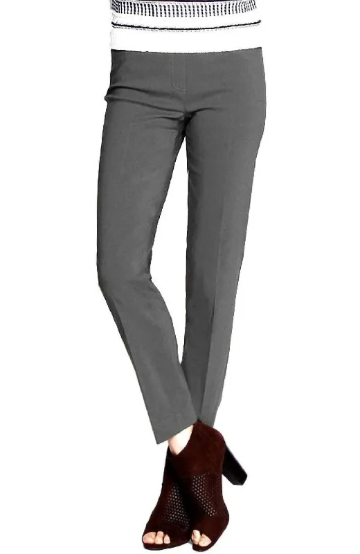 Sustainable Women's Clothes Faux Pocket Ankle Pants In Light Grey