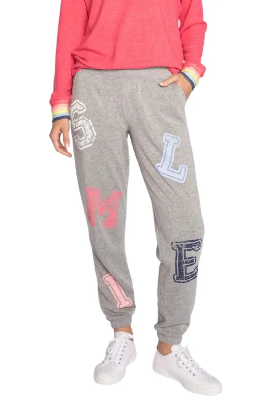 Women's Party Clothes Happy Things Smiley Sweatpants In Heather Grey