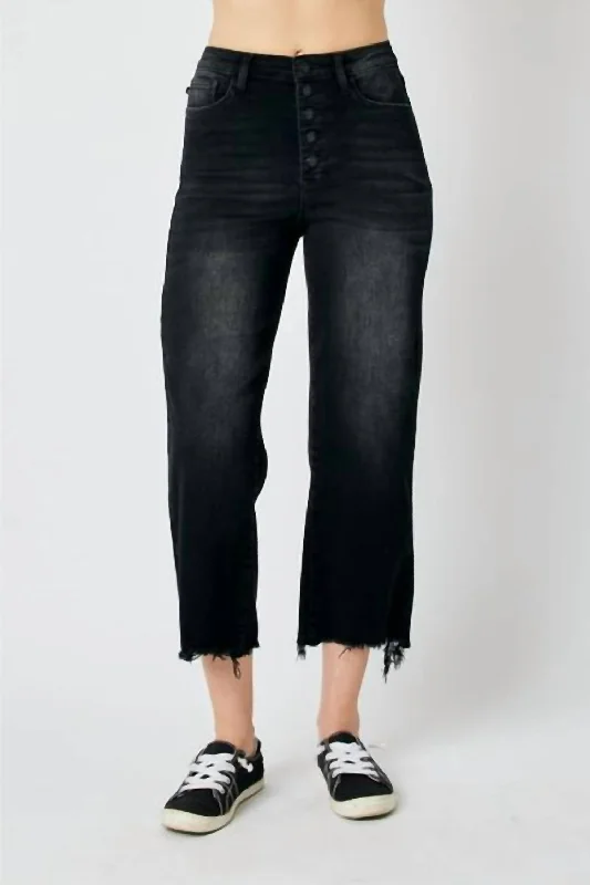 Women's Night-Out Outfit High Rise Cropped Wide Leg Jean In Black