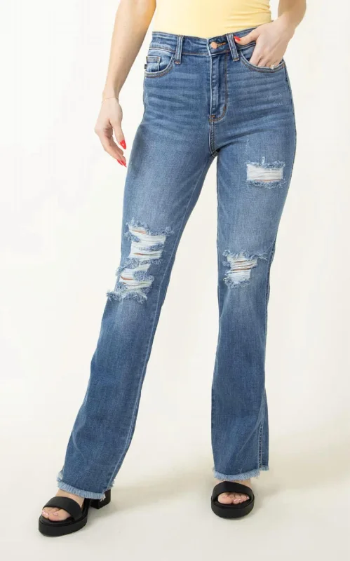 Affordable Women's Apparel High Rise Distressed Bootcut In Denim