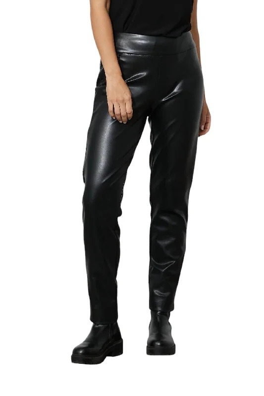 Plus-Size Women's Garments High-Waisted Faux Leather Pant In Black