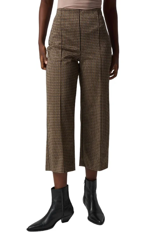 Women's Plus-Size Apparel Houndstooth Wide Leg Pants In Black/beige