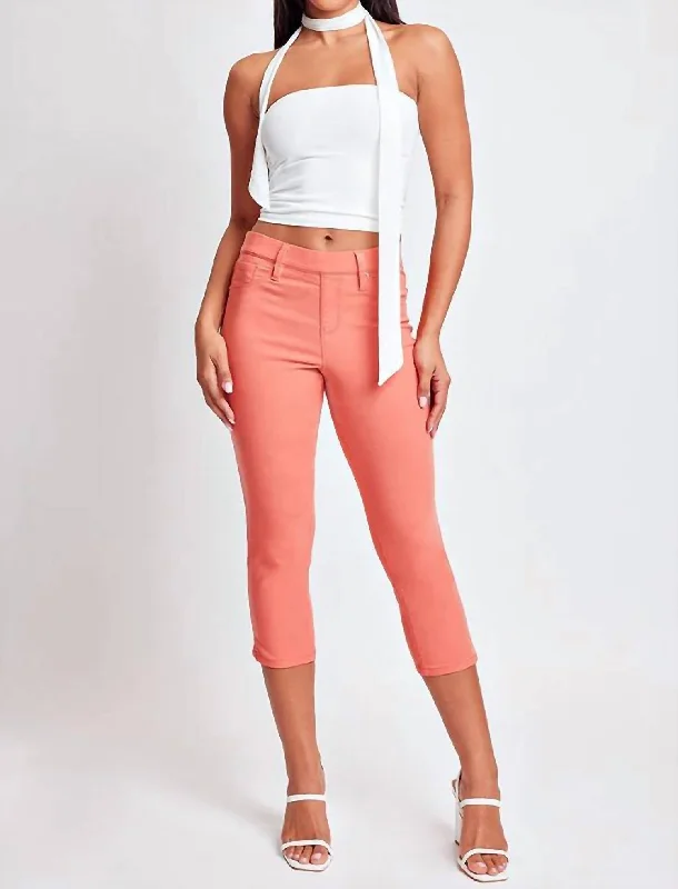 Modern Women's Outfit Hyperstretch Capri Jean In Melon