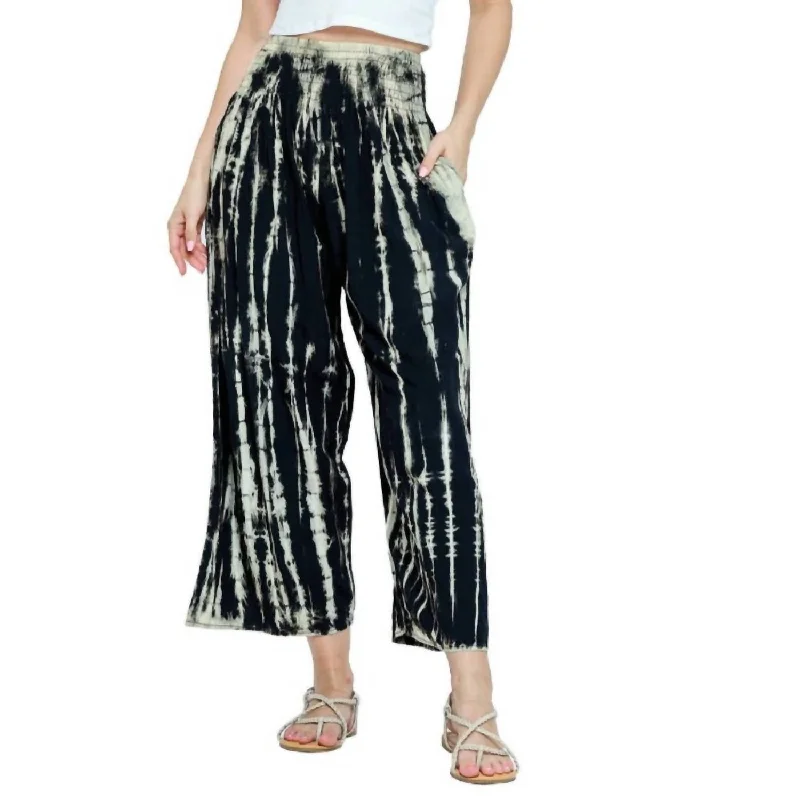 Luxury Women's Clothing Julia Tie Dyed Crop Pants In Black