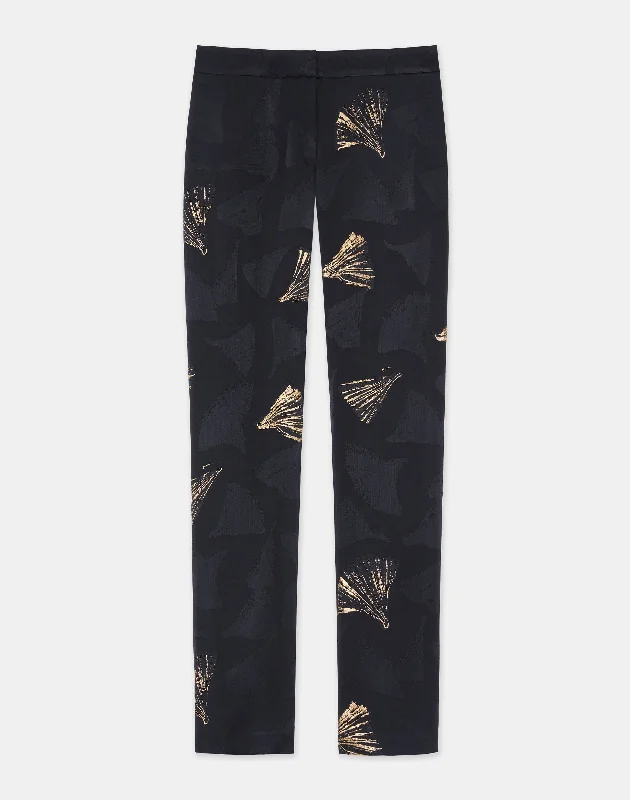 Sustainable Women's Clothes Metallic Leafed Pages Jacquard Barrow Pant