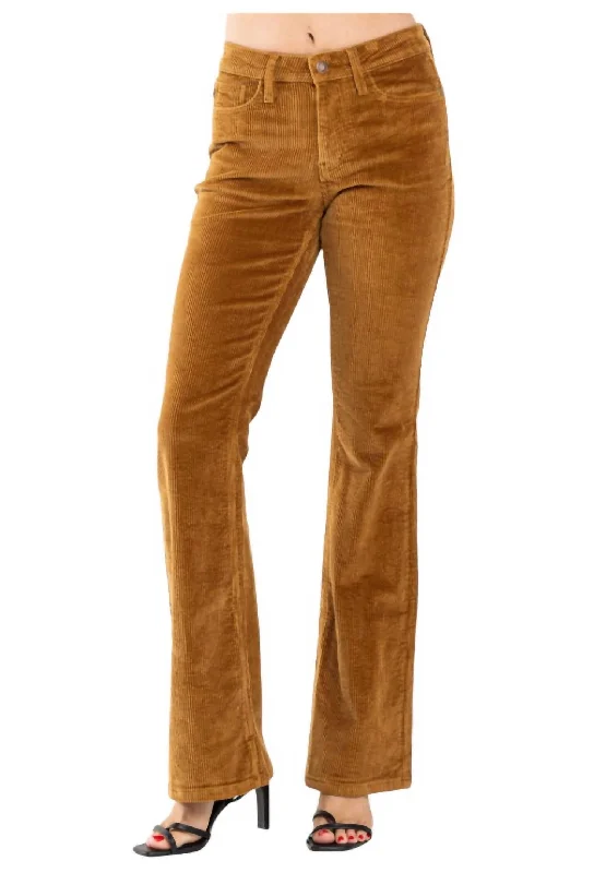 Affordable Luxury Women's Garments Mid-Rise Overdyed Corduroy Bootcut Jeans In Bronze