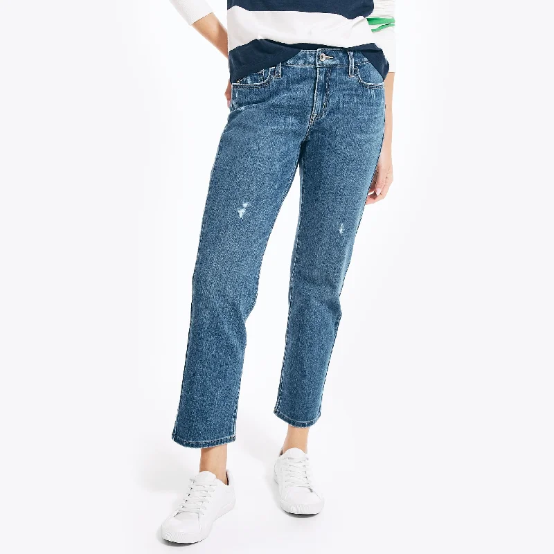 Sustainable Fashion Clothing For Women Nautica Womens True Flex Mid-Rise Straight Denim