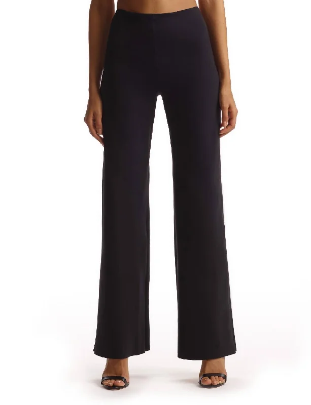 Women's Holiday Clothes Neoprene Wide Leg Pants In Black