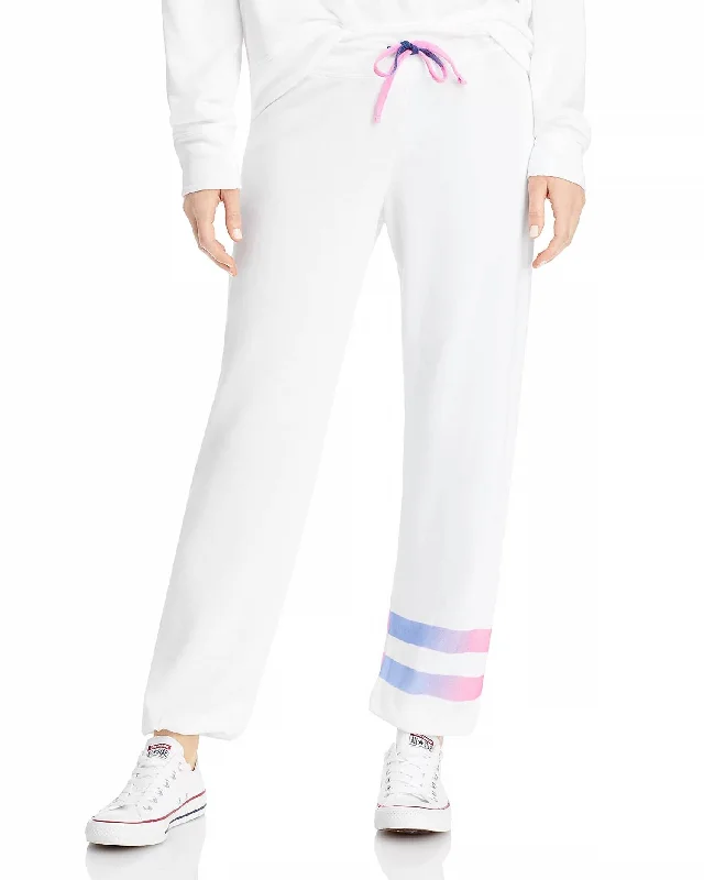 Women's Comfortable Apparel Ombré Stripe Sweatpants In White Ombré Pink Stripe