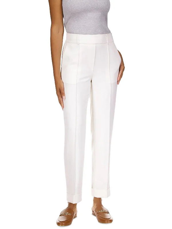 Chic Women's Outfit Petites Womens High Rise Cropped Straight Leg Pants