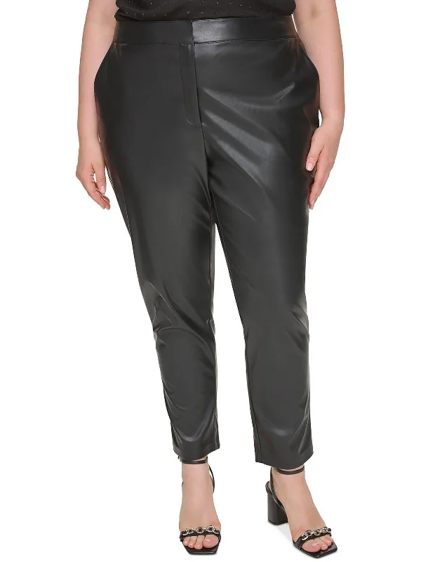 Women's Outdoor Activity Garments Plus Womens Faux Leather Office Ankle Pants