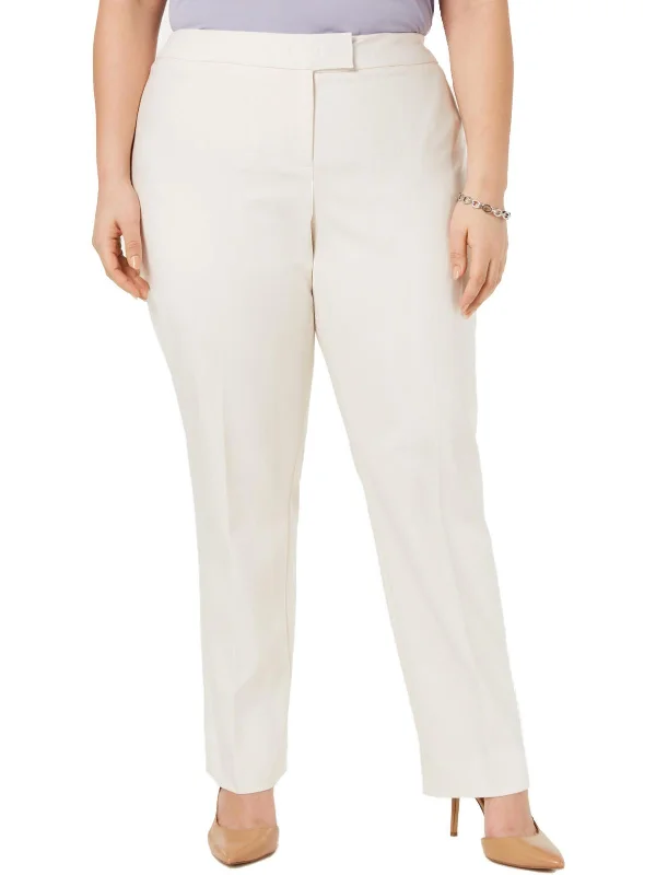 Affordable Luxury Women's Apparel Plus Womens Solid Mid-Rise Straight Leg Pants