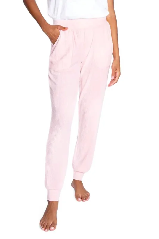 Comfortable Women's Clothes Plush & Thermal Banded Pant In Pink Mist