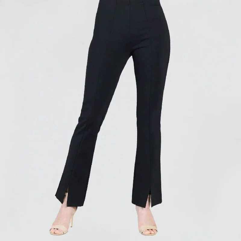 Women's Night-Out Outfit Ponte Knit Kick Front Slit Pant In Black