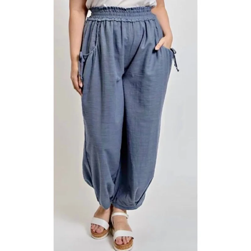 Women's Formal Event Clothing Ramona Cotton Pants With Side Pockets In Slate Blue