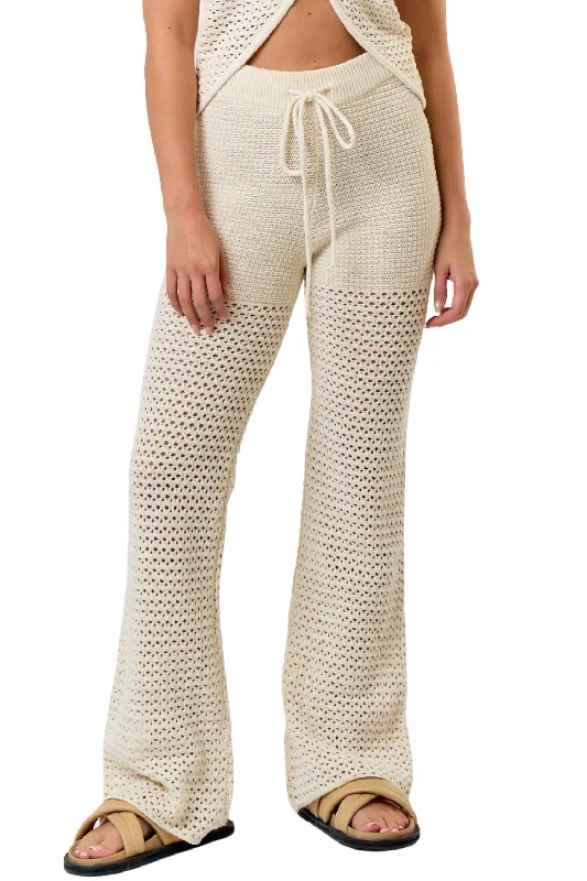 Women's Clothing For Travel Shimmer Crochet Pants In Beige