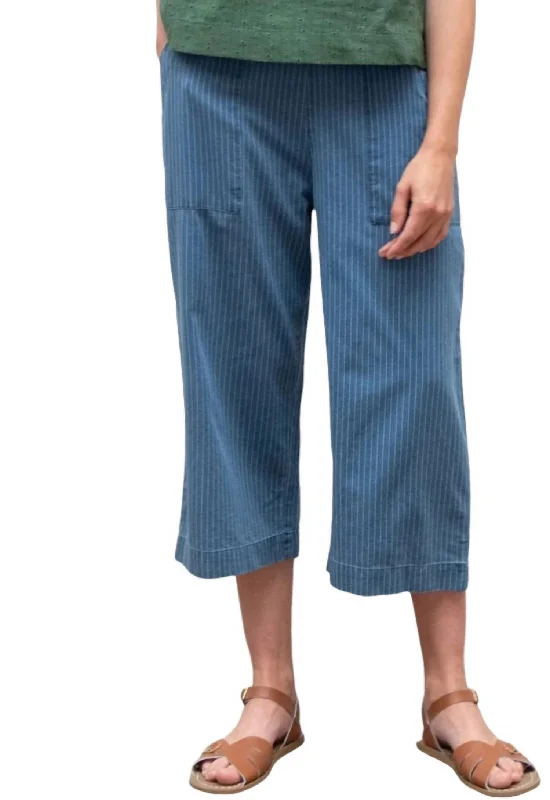 Modern Women's Clothes Striped Denim Culottes Trouser In Denim Stripe